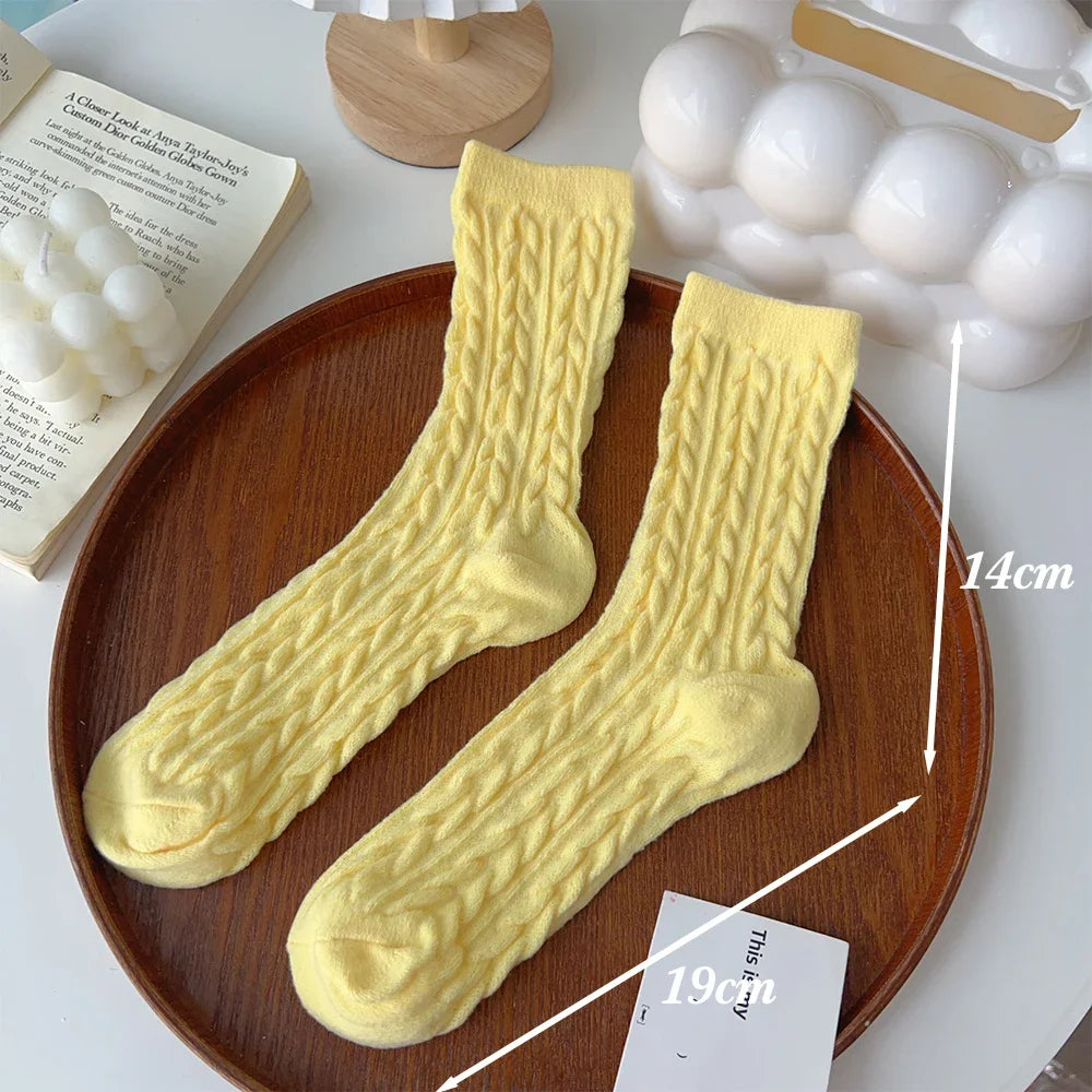 Plush Thickened Medium Tube Socks Solid Color Imitation Mink Women Men Warm Autumn Winter Socks Coral Velvet Sleep Thermal Sock