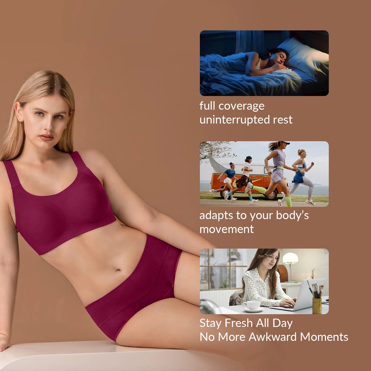 FHP 2-Pack Period Underwear for Women & Teens, Leakproof Menstrual Panties, Bamboo Viscose Briefs, Breathable & Comfortable