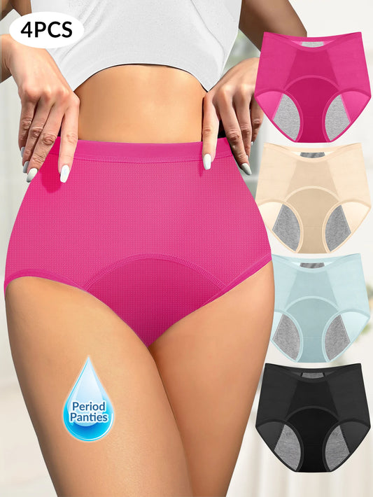 FHP Period Underwear Flow Menstrual Period Panties Leak-Proof Panty for Female Teens Girls 4 Pack